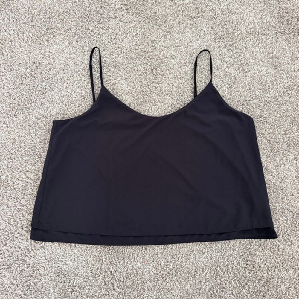 Athleta Cropped Tank Top Black Lined Cami Adjustable Spaghetti Straps Women's XL